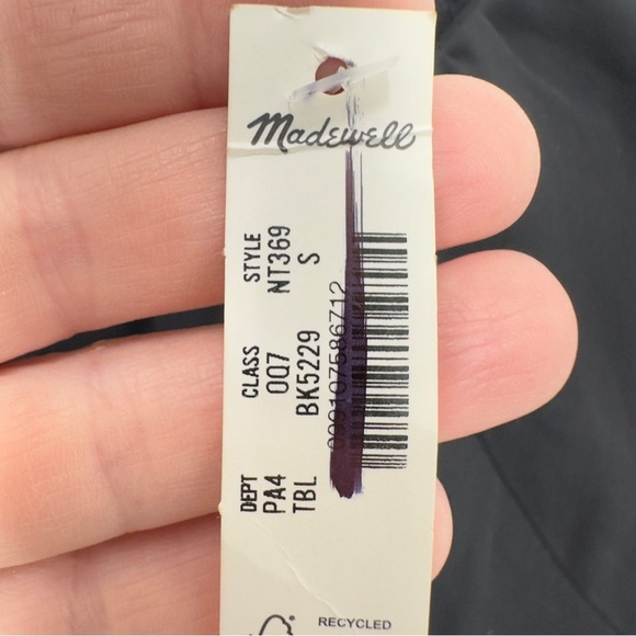 Madewell Size Small Black Bubble-Sleeve Smocked Mini Dress LBD Fall Wedding NWT - Picture 6 of 9